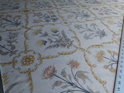 Scalamandre Pashmina Vanilla Floral Lattice Cream Gold Pink Green Arabisque Print MSRP USD 358/Y