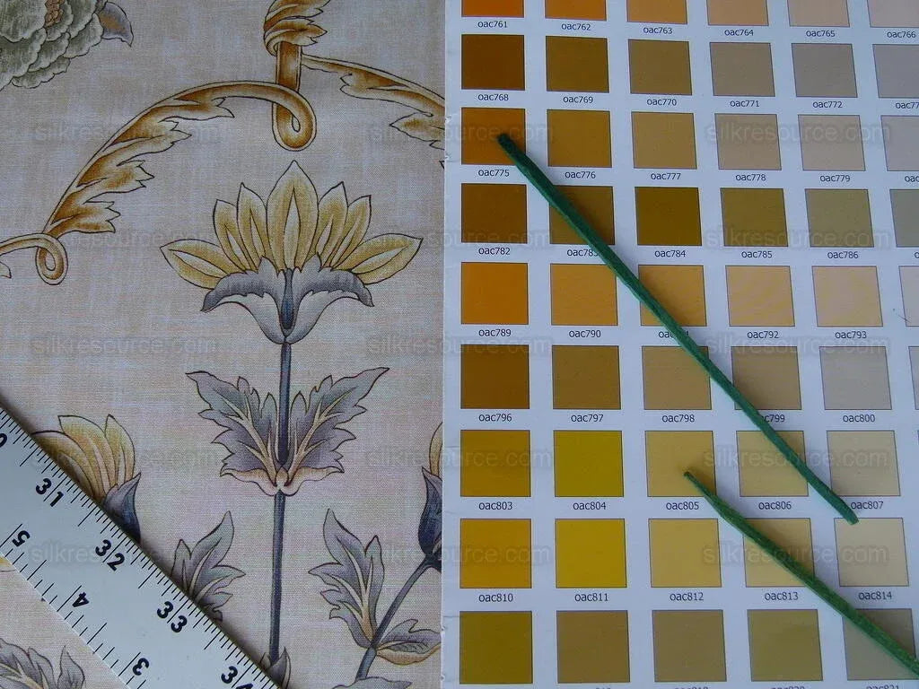 Scalamandre Pashmina Vanilla Floral Lattice Cream Gold Pink Green Arabisque Print MSRP USD 358/Y