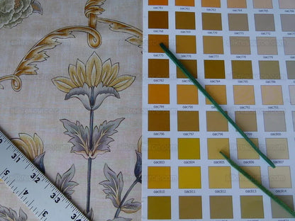 Scalamandre Pashmina Vanilla Floral Lattice Cream Gold Pink Green Arabisque Print MSRP USD 358/Y