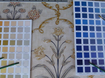 Scalamandre Pashmina Vanilla Floral Lattice Cream Gold Pink Green Arabisque Print MSRP USD 358/Y