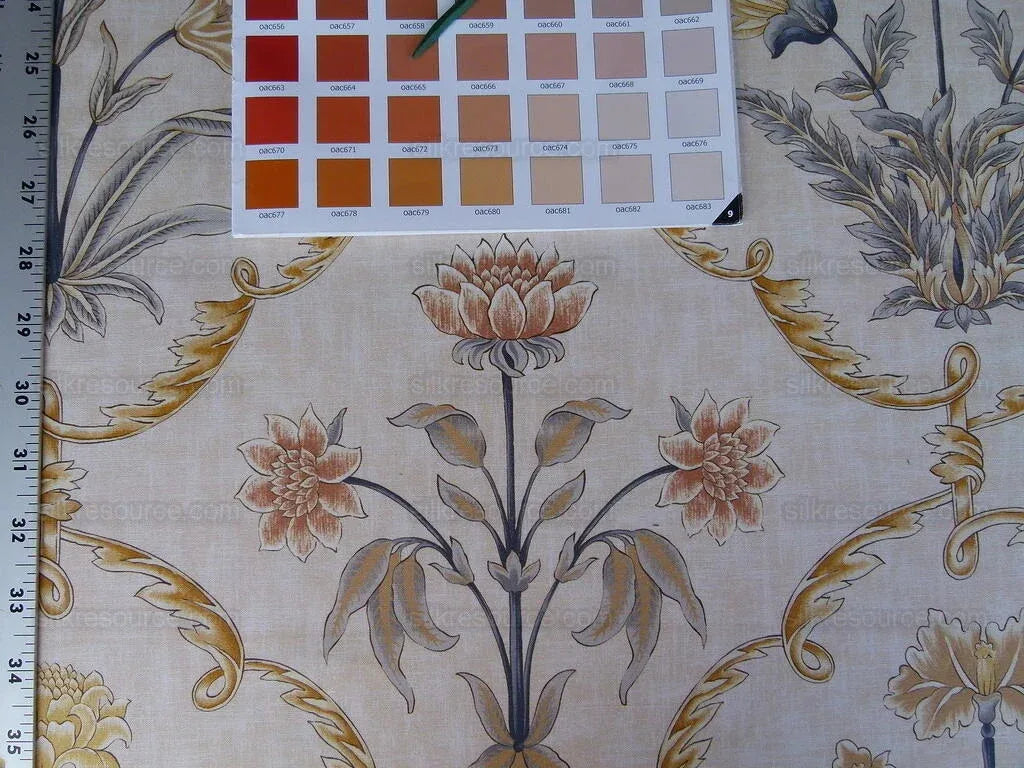 Scalamandre Pashmina Vanilla Floral Lattice Cream Gold Pink Green Arabisque Print MSRP USD 358/Y