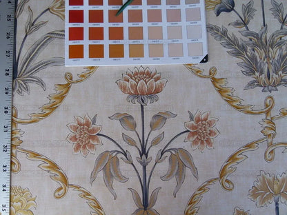 Scalamandre Pashmina Vanilla Floral Lattice Cream Gold Pink Green Arabisque Print MSRP USD 358/Y