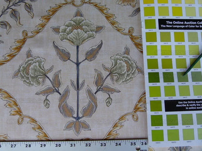 Scalamandre Pashmina Vanilla Floral Lattice Cream Gold Pink Green Arabisque Print MSRP USD 358/Y