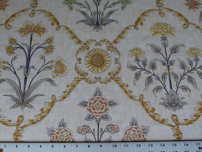 Scalamandre Pashmina Vanilla Floral Lattice Cream Gold Pink Green Arabisque Print MSRP USD 358/Y