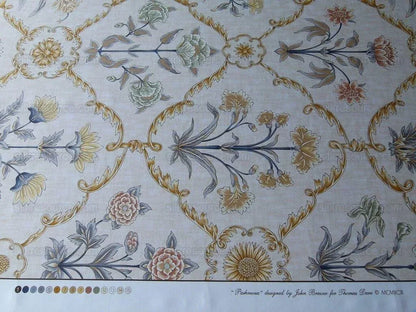 Scalamandre Pashmina Vanilla Floral Lattice Cream Gold Pink Green Arabisque Print MSRP USD 358/Y