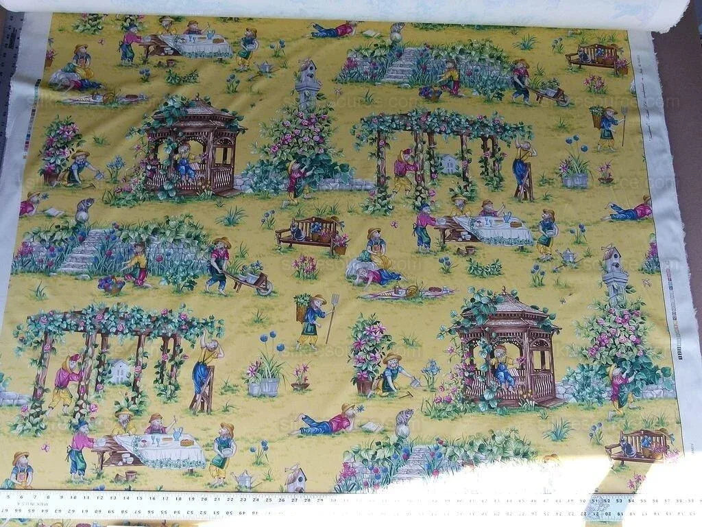 Scalamandre Giardinieri Multi Yellow Monkey Gardening Print MSRP USD 320/Y