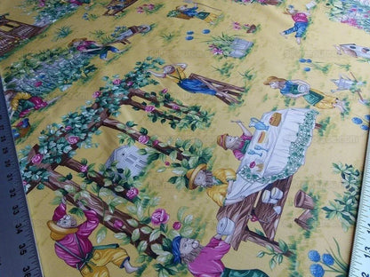 Scalamandre Giardinieri Multi Yellow Monkey Gardening Print MSRP USD 320/Y