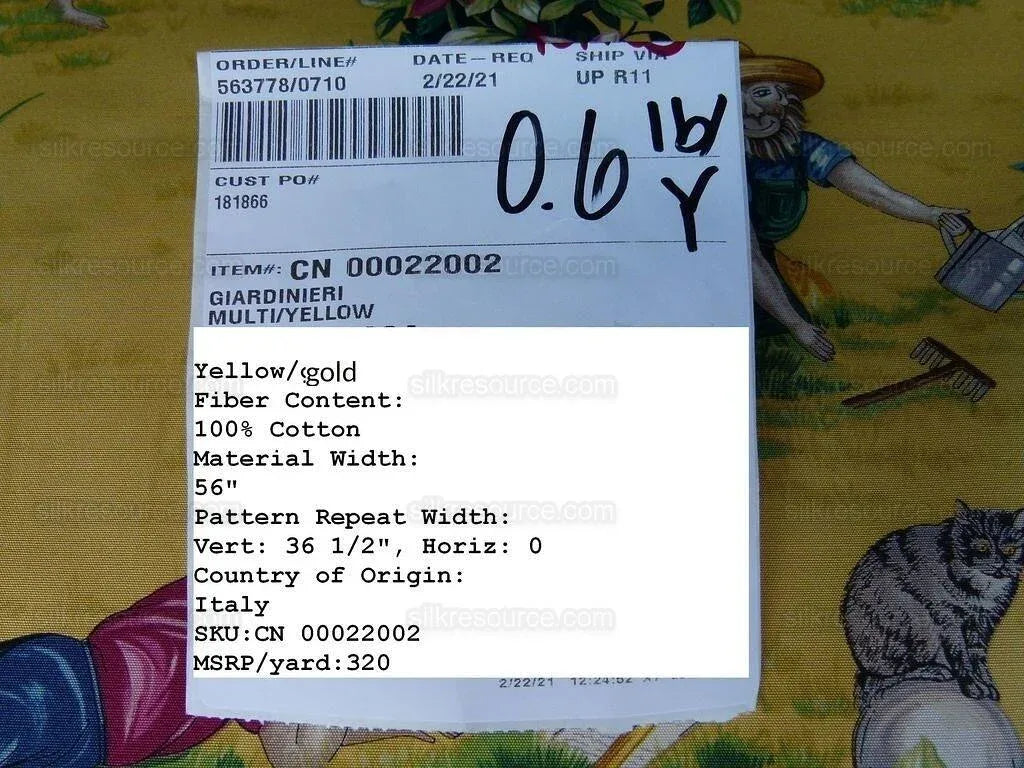 Scalamandre Giardinieri Multi Yellow Monkey Gardening Print MSRP USD 320/Y