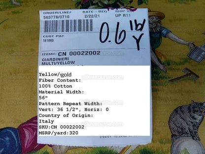 Scalamandre Giardinieri Multi Yellow Monkey Gardening Print MSRP USD 320/Y