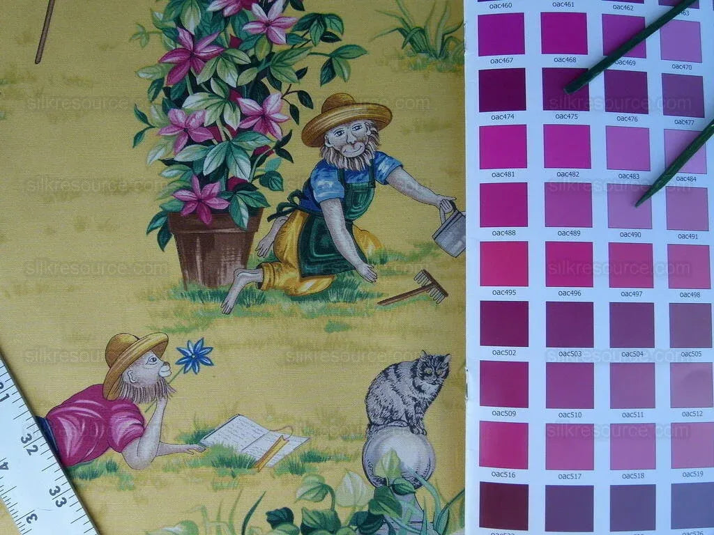 Scalamandre Giardinieri Multi Yellow Monkey Gardening Print MSRP USD 320/Y