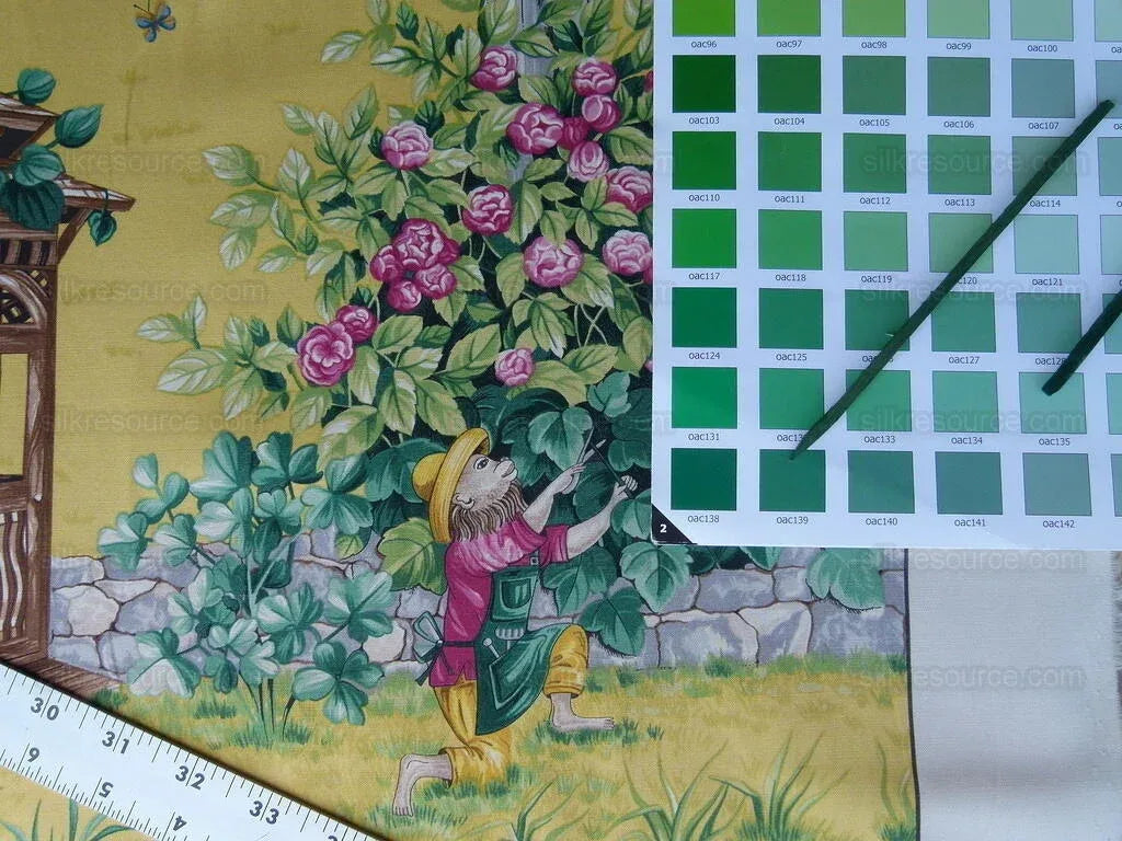 Scalamandre Giardinieri Multi Yellow Monkey Gardening Print MSRP USD 320/Y