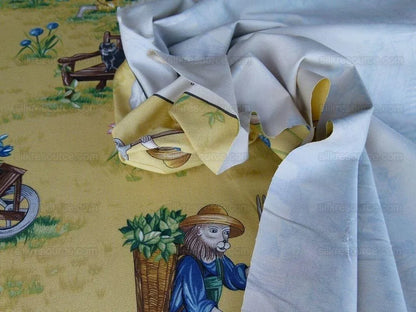 Scalamandre Giardinieri Multi Yellow Monkey Gardening Print MSRP USD 320/Y