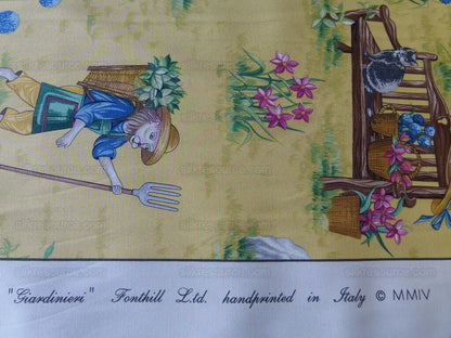 Scalamandre Giardinieri Multi Yellow Monkey Gardening Print MSRP USD 320/Y