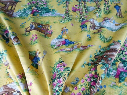 Scalamandre Giardinieri Multi Yellow Monkey Gardening Print MSRP USD 320/Y