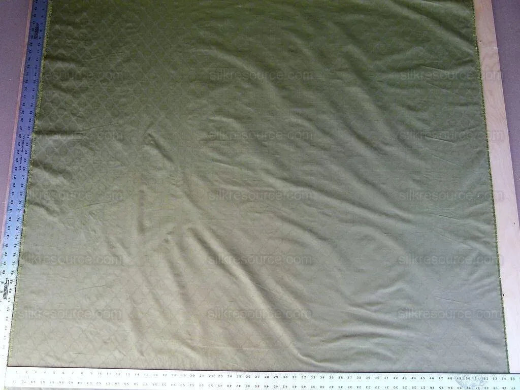 Scalamandre Bangalore Moss Green Gold 100% Silk Fish Scale Ocean Wave MSRP USD 148/Y