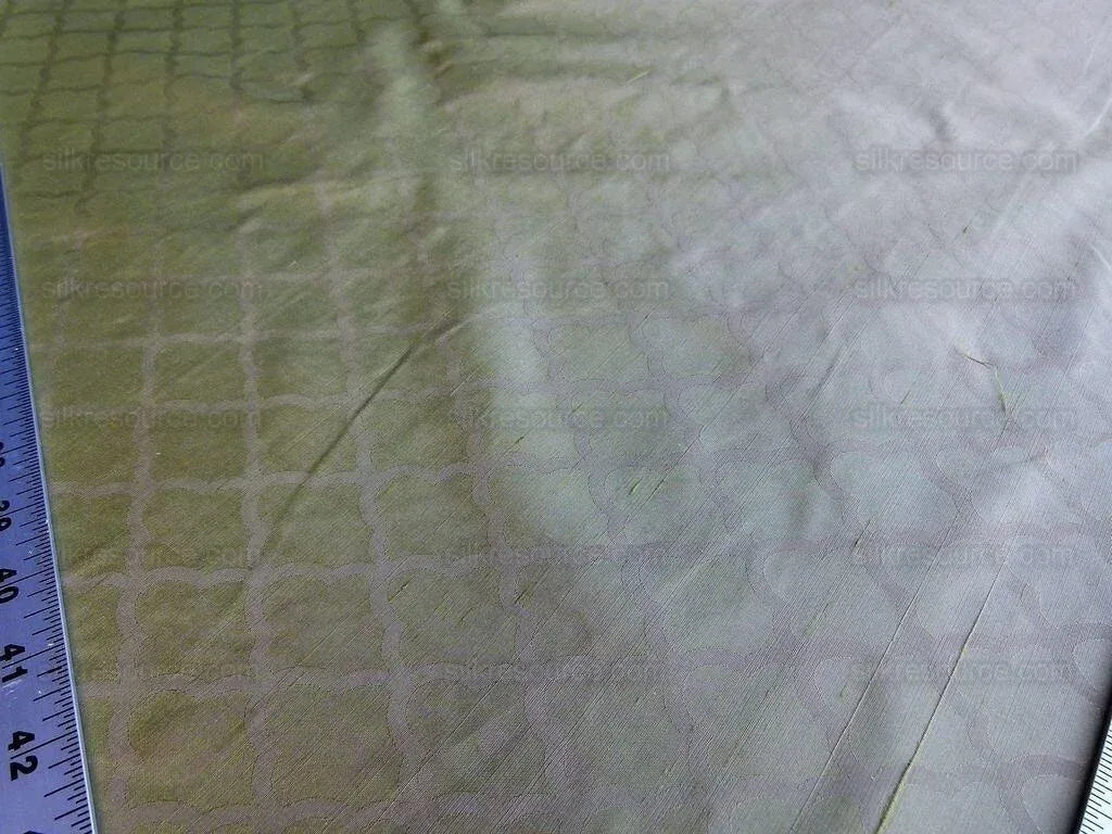 Scalamandre Bangalore Moss Green Gold 100% Silk Fish Scale Ocean Wave MSRP USD 148/Y