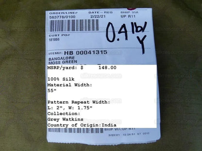 Scalamandre Bangalore Moss Green Gold 100% Silk Fish Scale Ocean Wave MSRP USD 148/Y