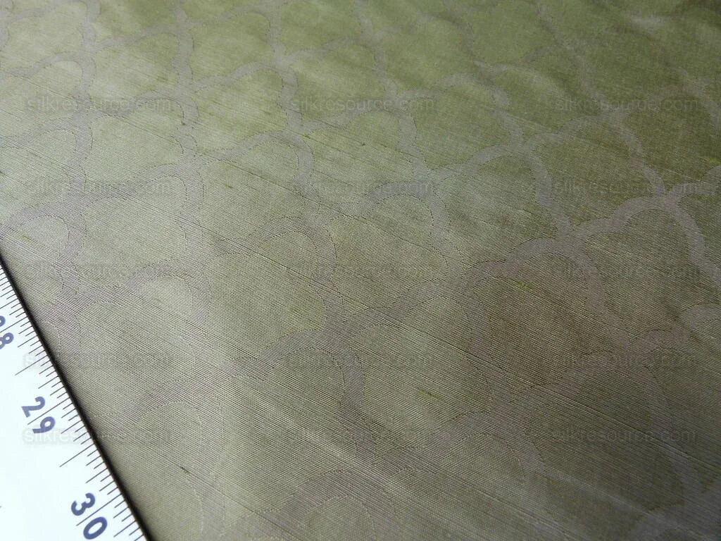 Scalamandre Bangalore Moss Green Gold 100% Silk Fish Scale Ocean Wave MSRP USD 148/Y