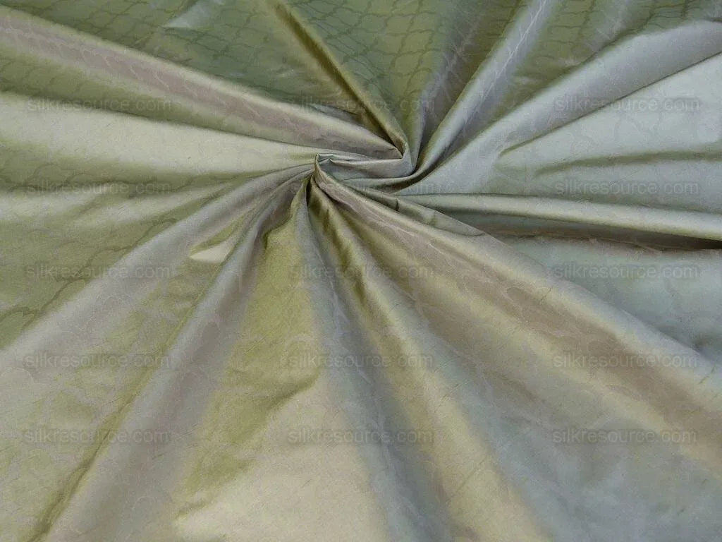 Scalamandre Bangalore Moss Green Gold 100% Silk Fish Scale Ocean Wave MSRP USD 148/Y