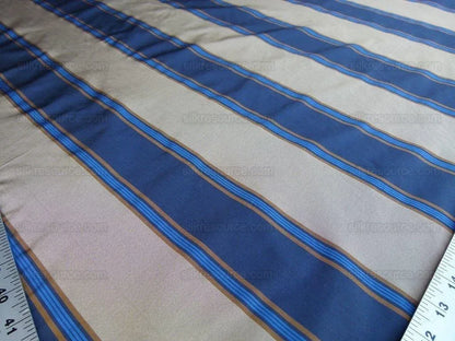 Scalamandre Bost Stripe Blue & Beige Tan  Silk Fr England MSRP USD 200/Y