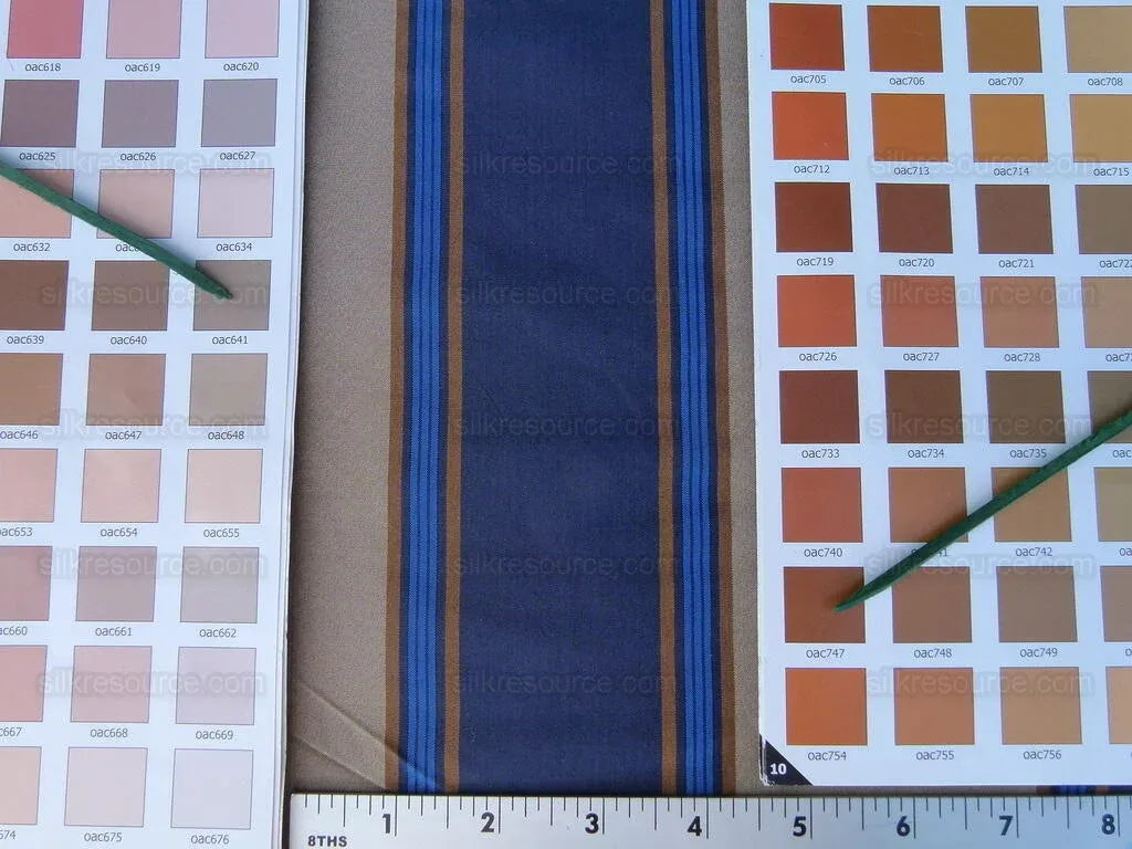 Scalamandre Bost Stripe Blue & Beige Tan  Silk Fr England MSRP USD 200/Y