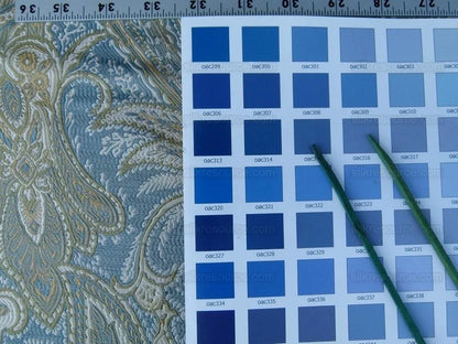 Bty Kravet Delft Grammercy Park Paisley Blue Green Silk Damask Mspr198/y