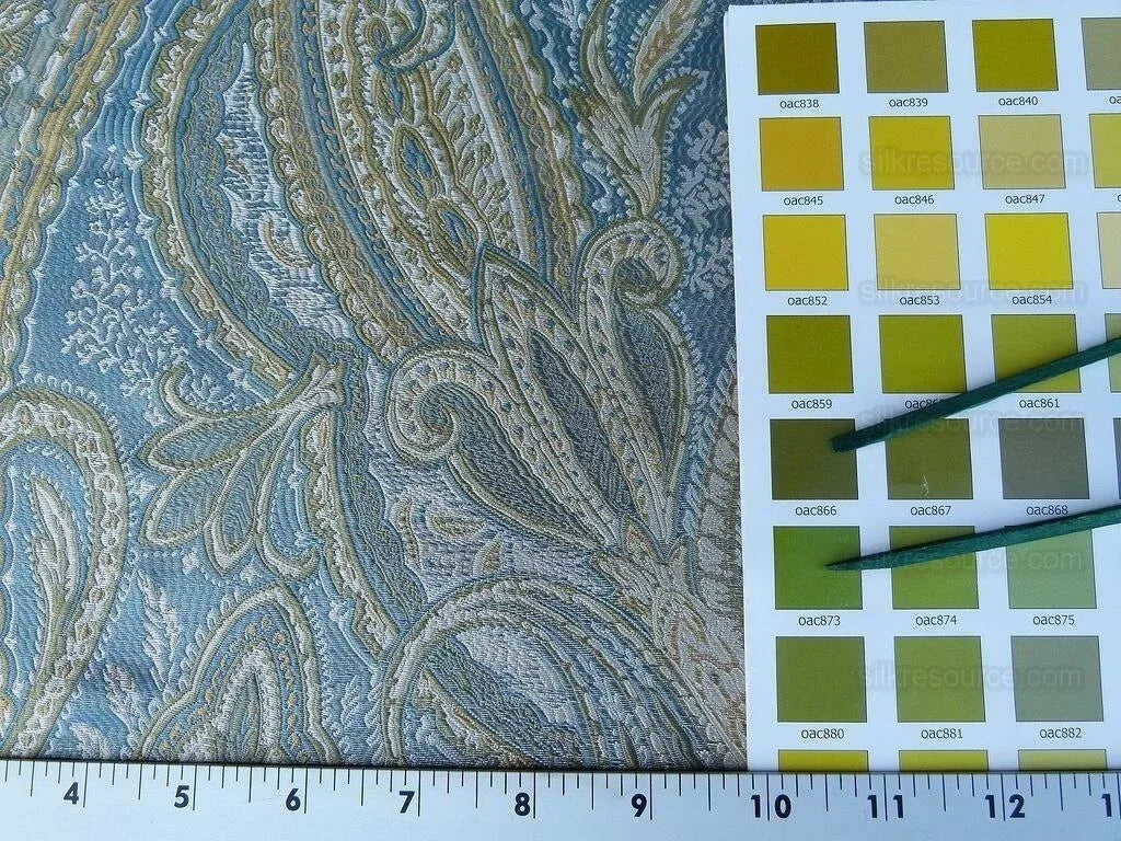 Bty Kravet Delft Grammercy Park Paisley Blue Green Silk Damask Mspr198/y