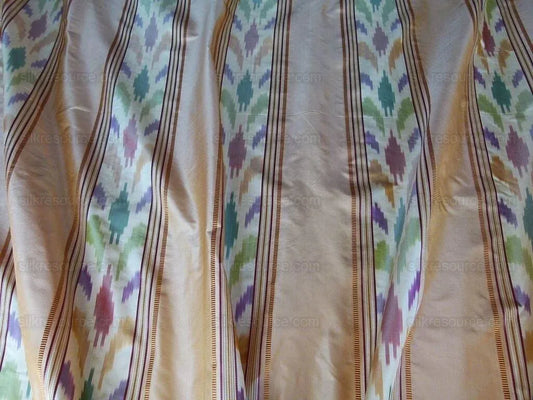 Scalamandre Sarama Stripe Apricot Plum Orange Pink Lavender Silk Ikat Woven Strie Taffeta MSRP USD 176/Yard