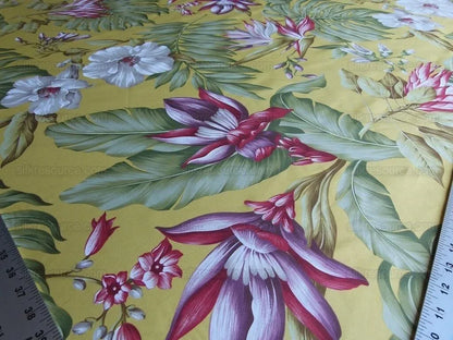 By Yard Scalamandre Key West Gw Yellow Tropical Flower Hibiscus Monstera bird of paradise Banana Print MSRP USD 288/Yd