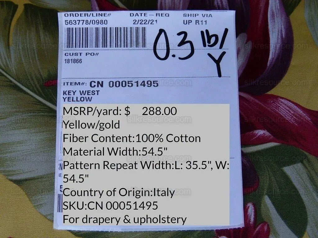 By Yard Scalamandre Key West Gw Yellow Tropical Flower Hibiscus Monstera bird of paradise Banana Print MSRP USD 288/Yd