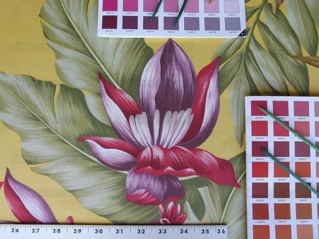 By Yard Scalamandre Key West Gw Yellow Tropical Flower Hibiscus Monstera bird of paradise Banana Print MSRP USD 288/Yd