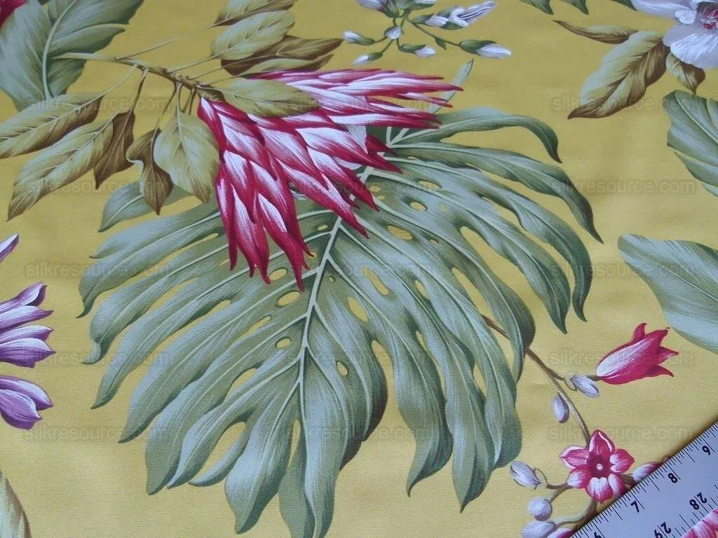 By Yard Scalamandre Key West Gw Yellow Tropical Flower Hibiscus Monstera bird of paradise Banana Print MSRP USD 288/Yd