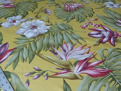 By Yard Scalamandre Key West Gw Yellow Tropical Flower Hibiscus Monstera bird of paradise Banana Print MSRP USD 288/Yd