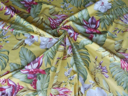 By Yard Scalamandre Key West Gw Yellow Tropical Flower Hibiscus Monstera bird of paradise Banana Print MSRP USD 288/Yd