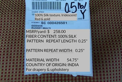 by yard Scalamandre Godwin Russet Gold Red Mini Check Silk MSRP USD 258/Y