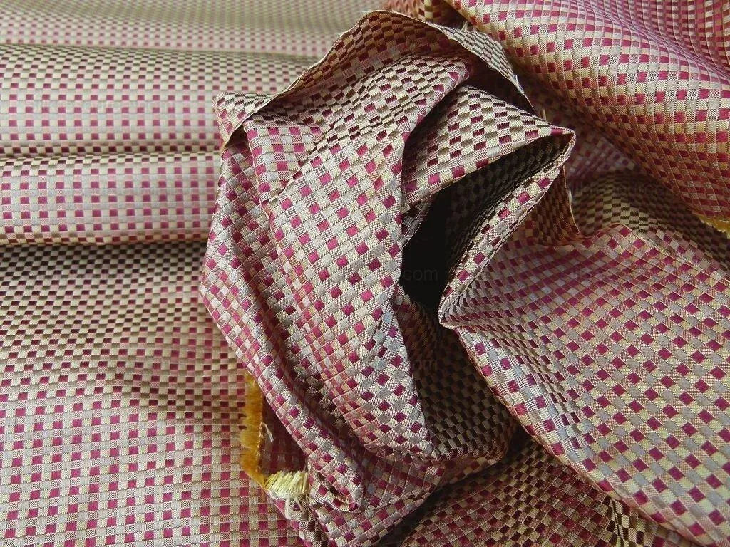 by yard Scalamandre Godwin Russet Gold Red Mini Check Silk MSRP USD 258/Y