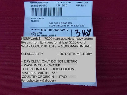 4y Scalamandre Cannes Rosso Brillante Rich Rose Pink Red Heavy C