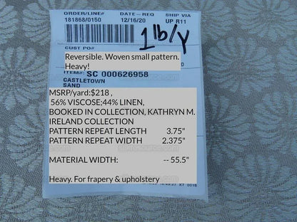 by yard Scalamandre Castletown Sand White Jacquard Small Scale Daisy Linen MSRP USD218/y