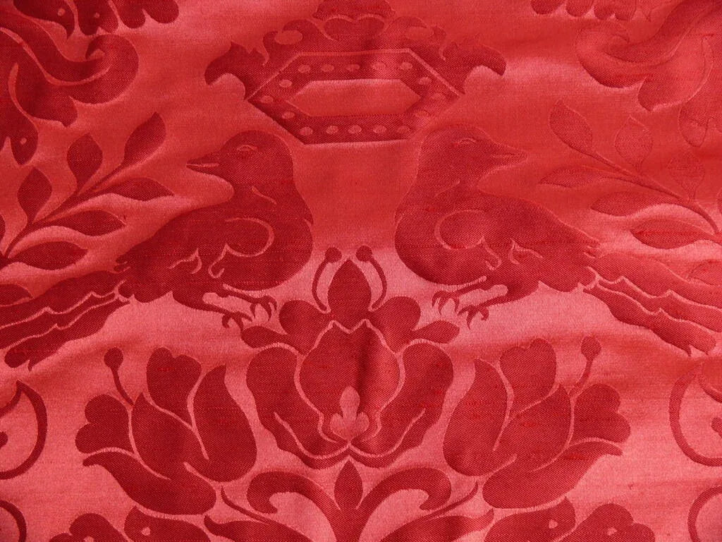 By yard Scalamandre 100%silk Love Bird Ruby Red MSRP USD 748/y Special Order