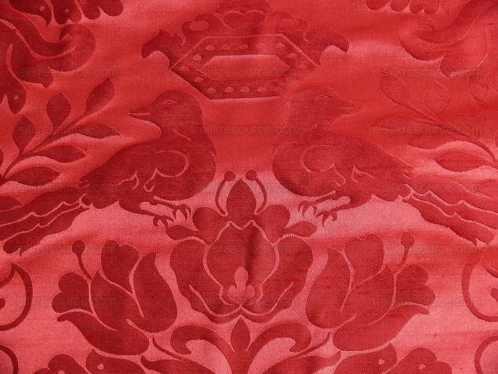 By yard Scalamandre 100%silk Love Bird Ruby Red MSRP USD 748/y Special Order