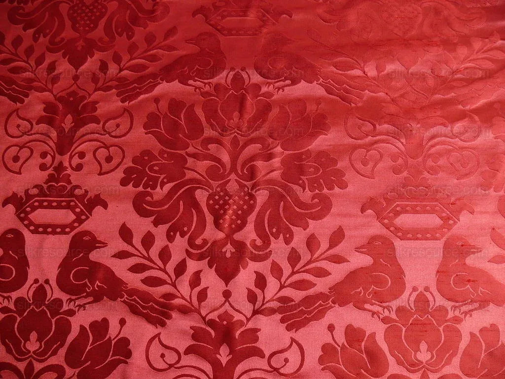 By yard Scalamandre 100%silk Love Bird Ruby Red MSRP USD 748/y Special Order