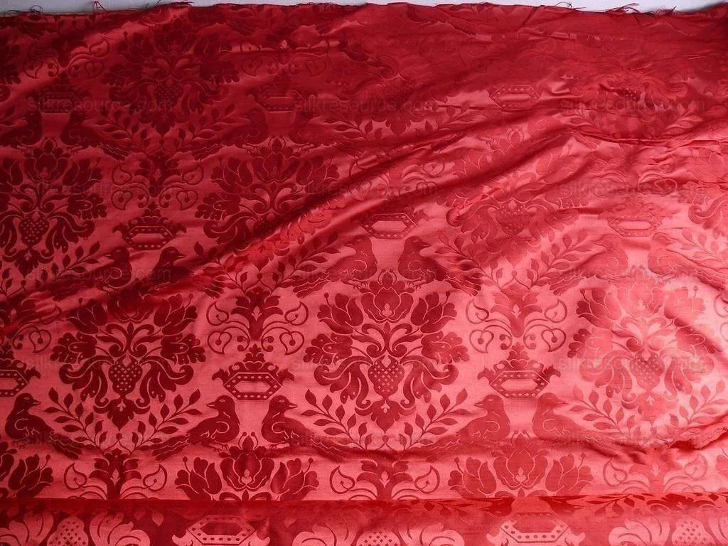By yard Scalamandre 100%silk Love Bird Ruby Red MSRP USD 748/y Special Order
