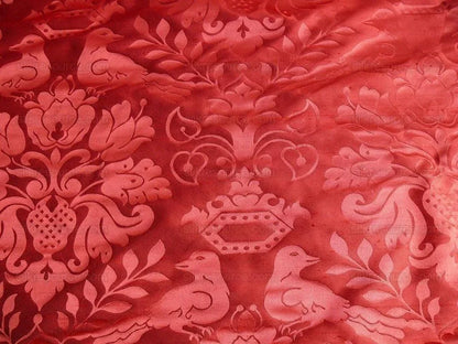 By yard Scalamandre 100%silk Love Bird Ruby Red MSRP USD 748/y Special Order