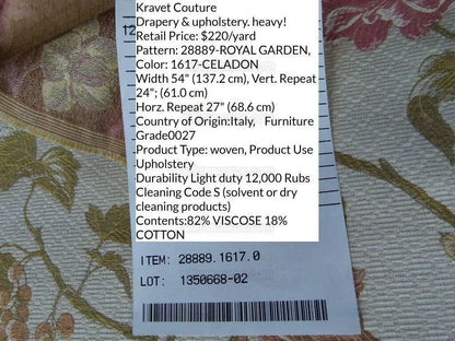 By Yard Kravet Couture Royal Garden Celadon Flowers Grapes Rp220y