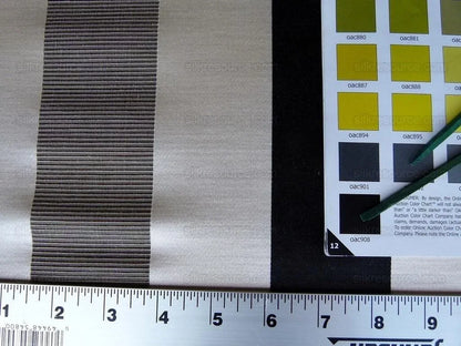 0.4Y Scalamandre Gilles Stripe Ebony Gold &amp; Dark Taupe Classy Silk Linen Jacquard Heavy Stripe MSRP278/y