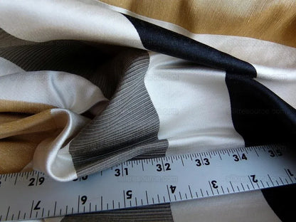 0.4Y Scalamandre Gilles Stripe Ebony Gold &amp; Dark Taupe Classy Silk Linen Jacquard Heavy Stripe MSRP278/y