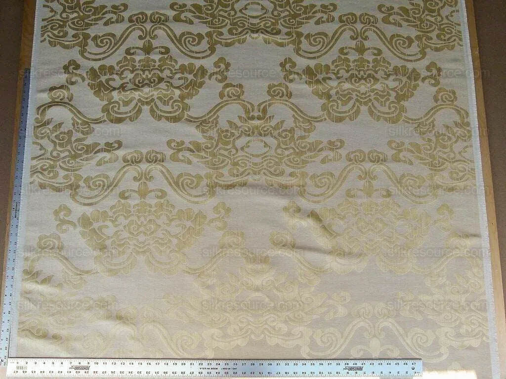 Scalamandre Nimbus Straw Gold Chinoiserie Medallion Damask Light Gold Cotton Linen MSRP USD324/y