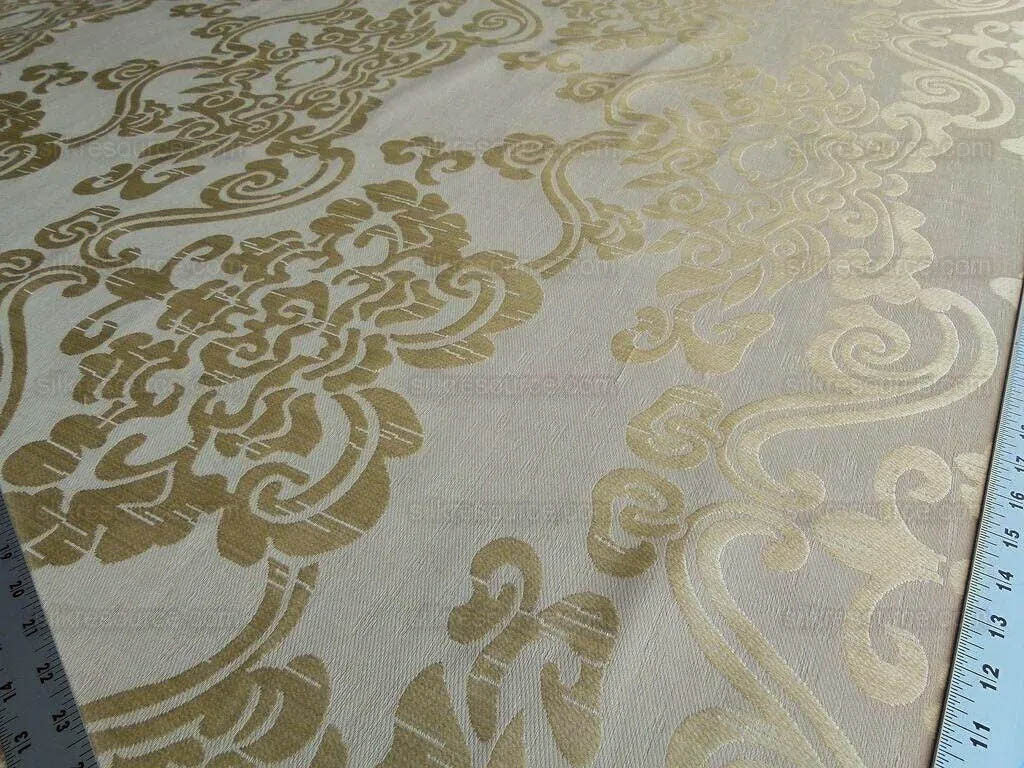 Scalamandre Nimbus Straw Gold Chinoiserie Medallion Damask Light Gold Cotton Linen MSRP USD324/y