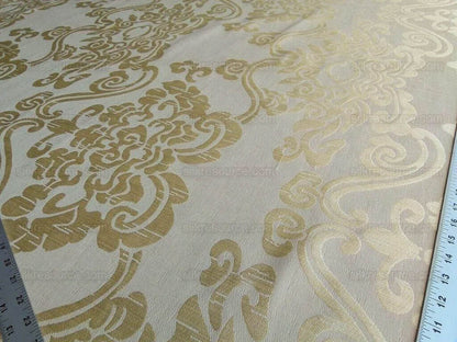 Scalamandre Nimbus Straw Gold Chinoiserie Medallion Damask Light Gold Cotton Linen MSRP USD324/y