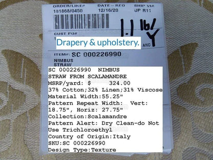 Scalamandre Nimbus Straw Gold Chinoiserie Medallion Damask Light Gold Cotton Linen MSRP USD324/y
